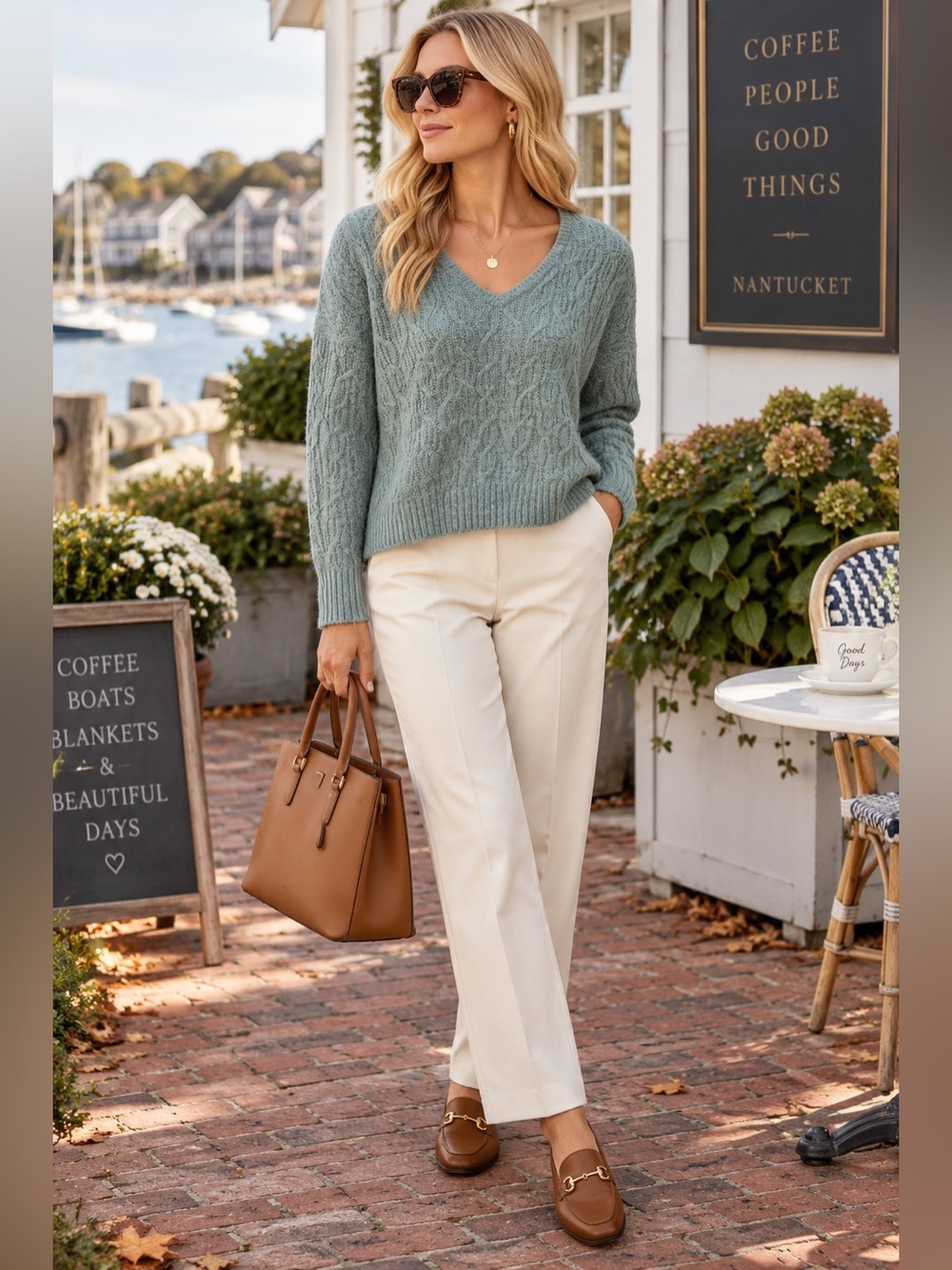 Madewell Alna V-Neck Sweater S Heather Lagoon Alpaca Blend Cable Knit
